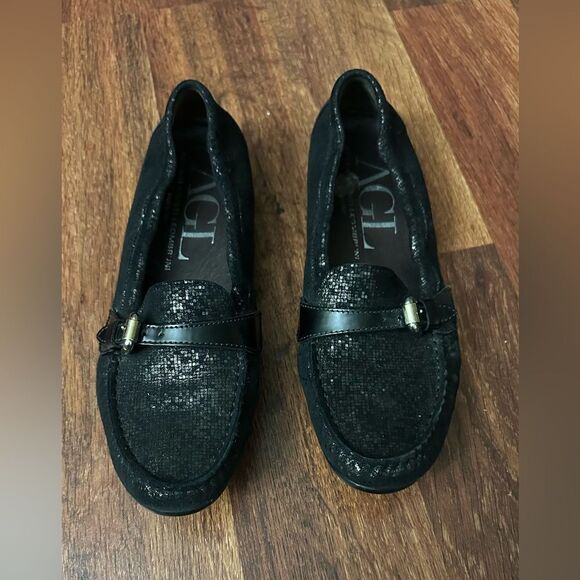 AGL Black Loafers with Buckle Detail - Picture 4 of 12